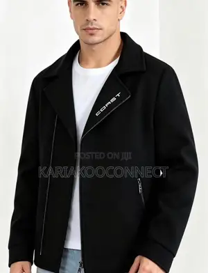 Heavy Wool Shearling-Collar Moto Coat