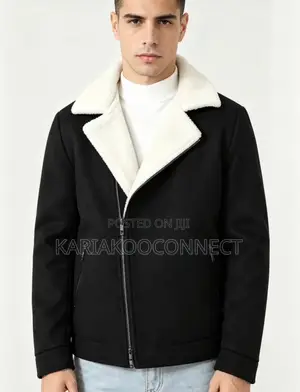 Heavy Wool Shearling-Collar Moto Coat