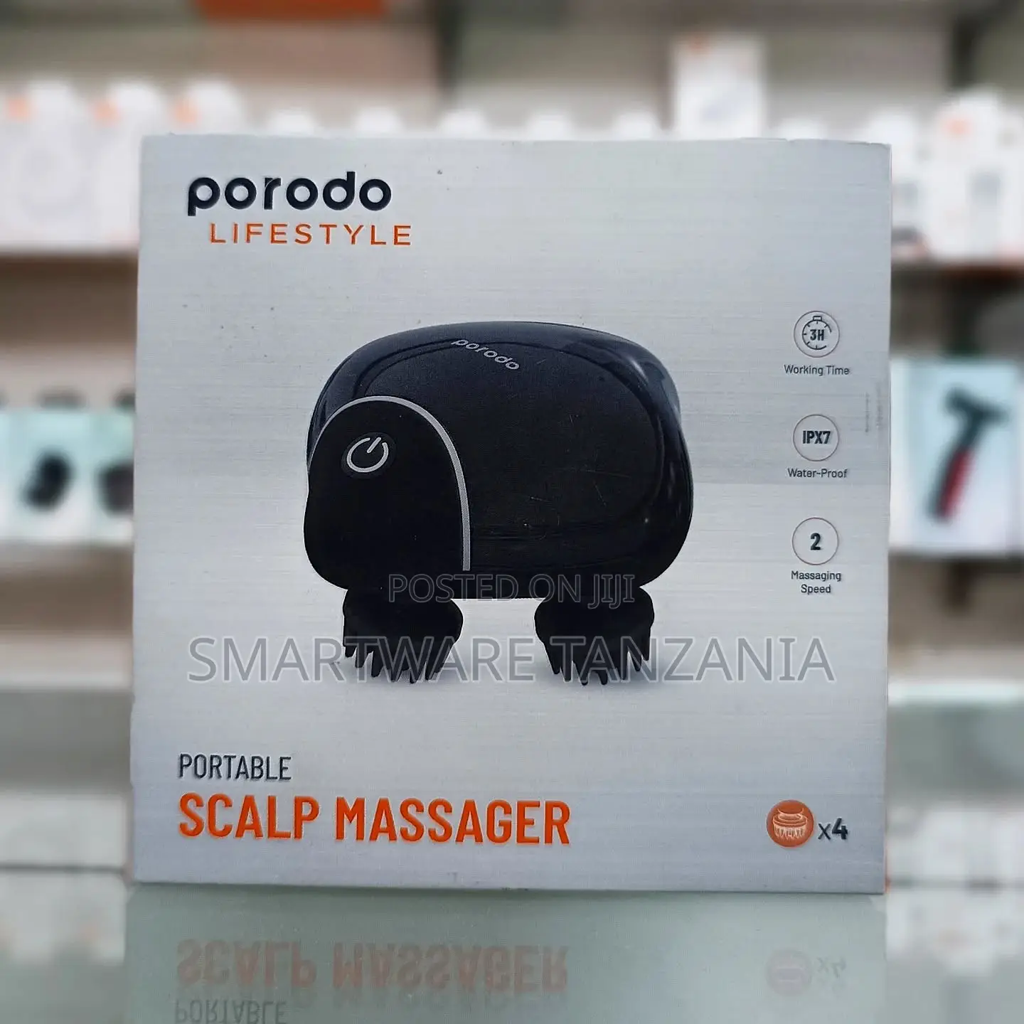 Porodo Portable Scalp Massager With IPX7 Waterproof Rating, 2 Speeds