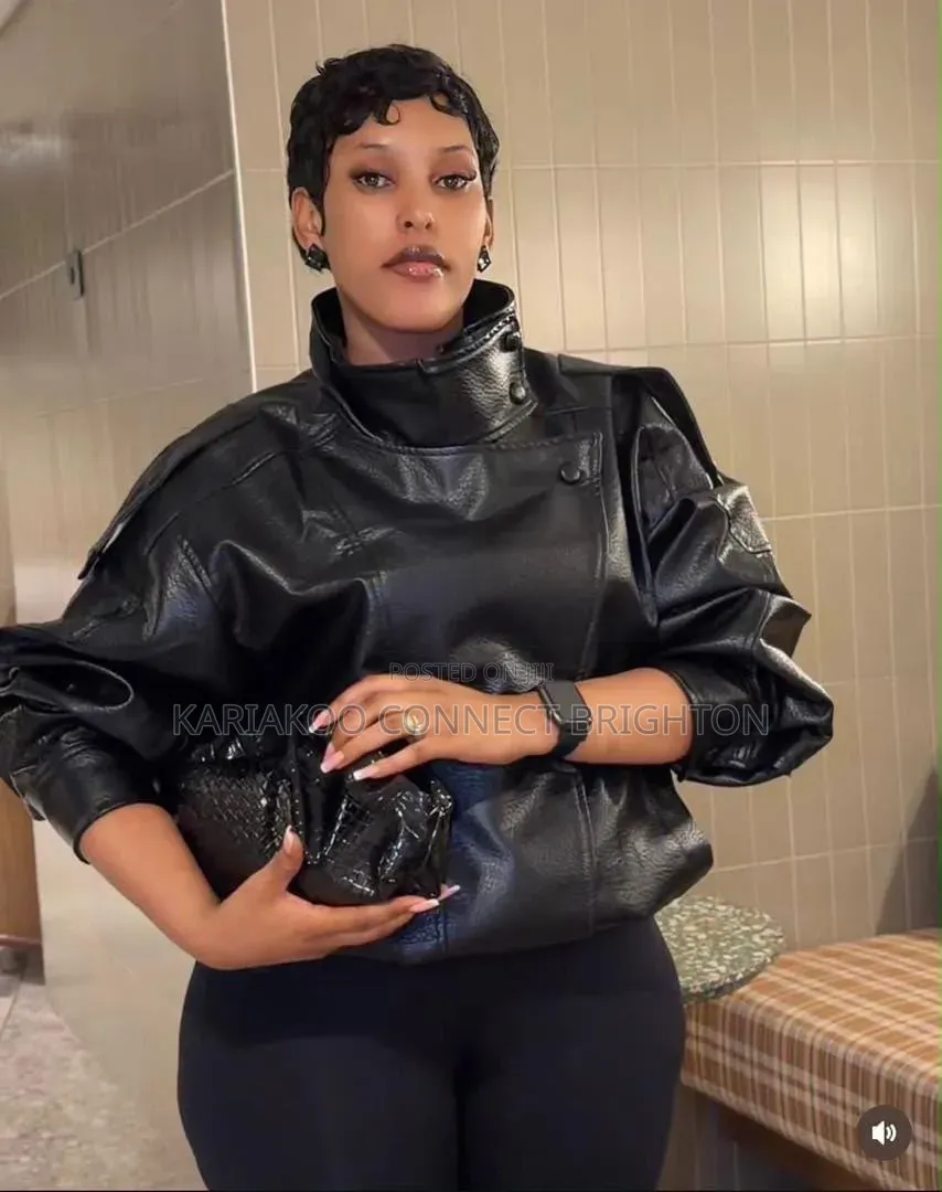 Oversized Leather Biker Jacket +Luxe Accessories