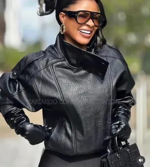 Oversized Leather Biker Jacket +Luxe Accessories