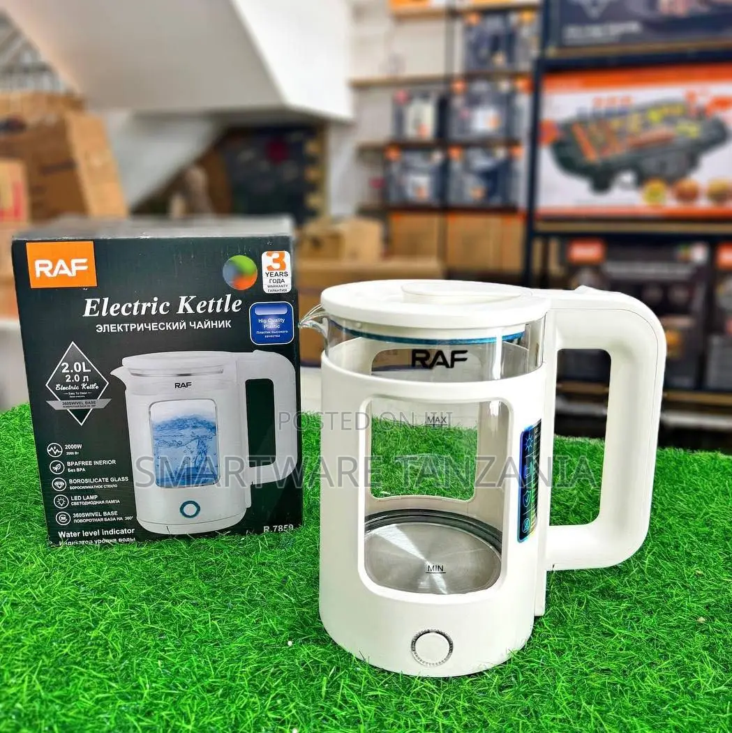 RAF Electric Kettle 2.0L Borosilicate Glass 2000W Power, LED Indicator