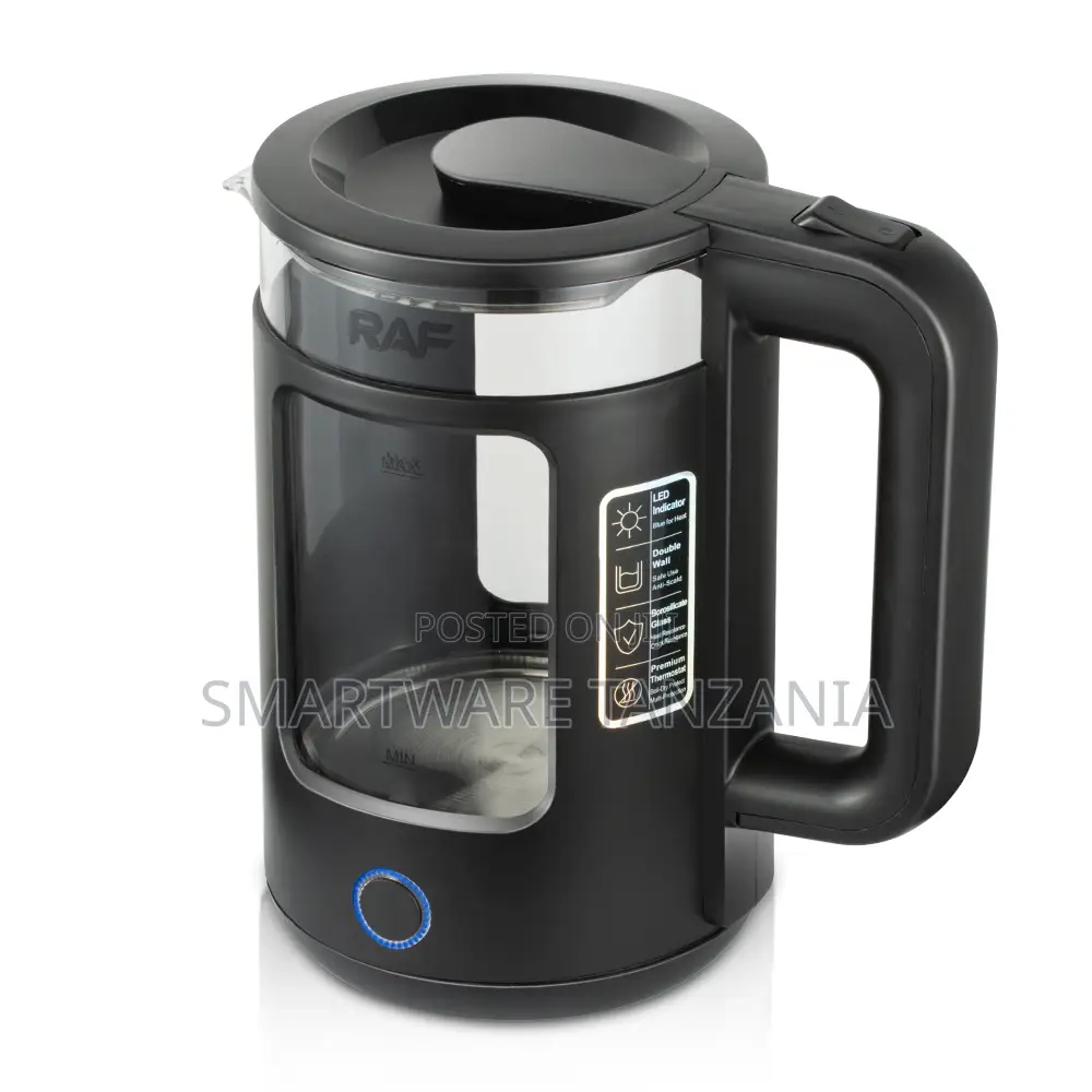 RAF Electric Kettle 2.0L Borosilicate Glass 2000W Power, LED Indicator