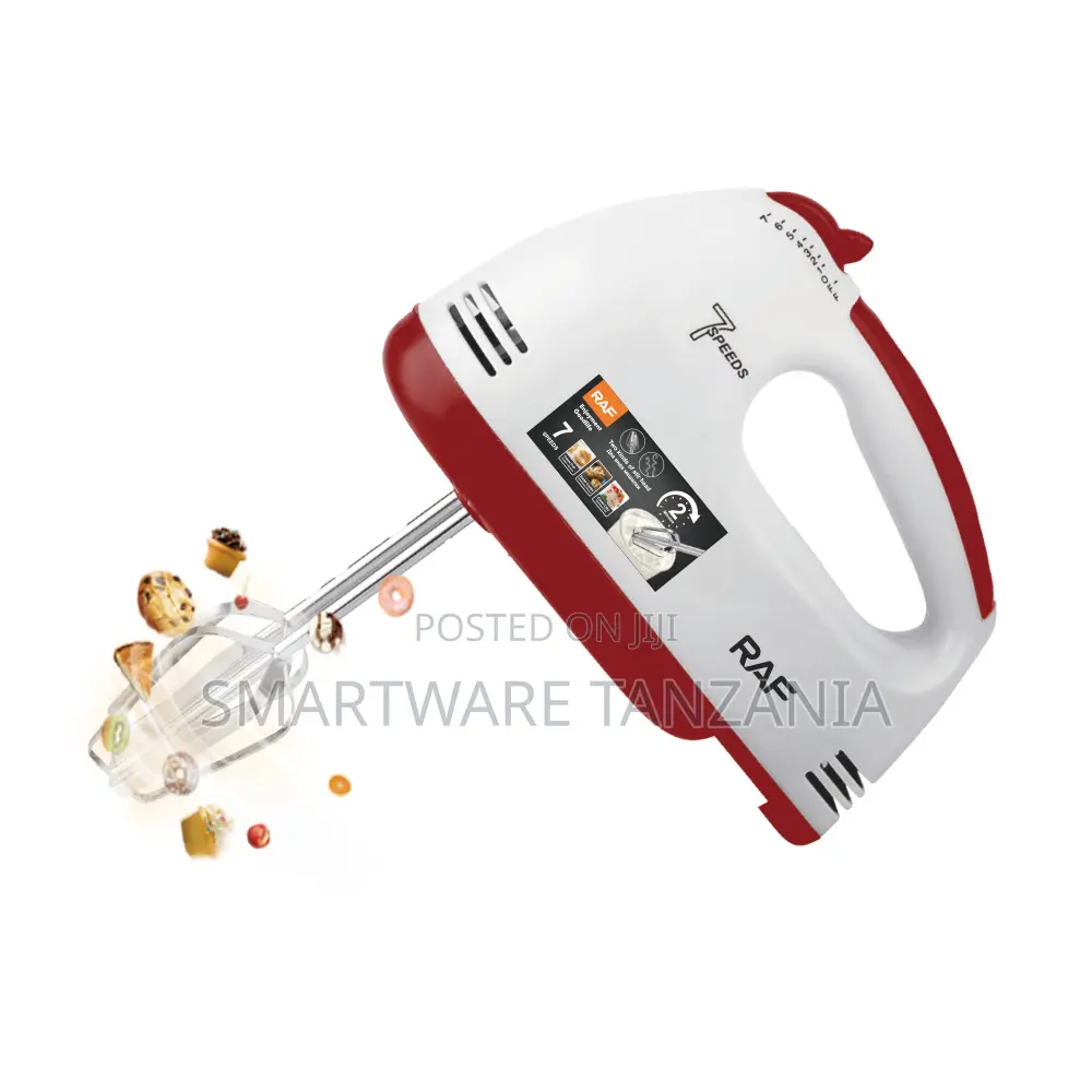 RAF Hand Mixer 260W With 7 Speed Settings Stainless Steel Attachments