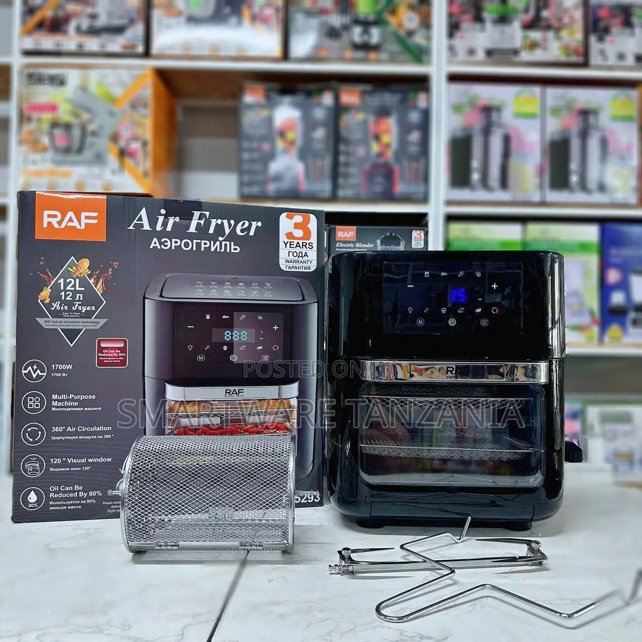RAF Air Fryer 12L With 1700W Power, 360° Air Circulation Technology