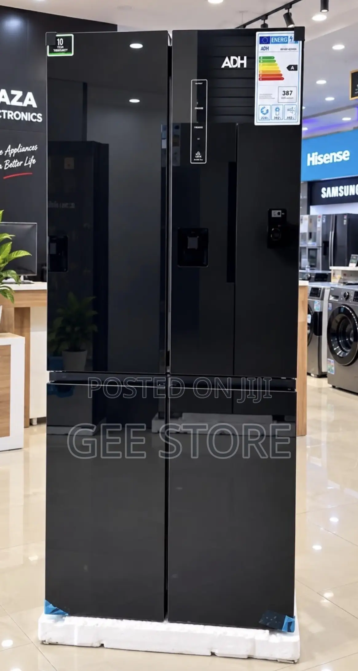 Adh Fridge Side by Side Non Frost 4 Doors Black Mirror 429litres
