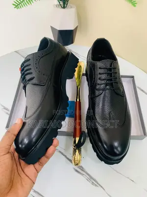 Dior Black Leather Brogue Derby Shoes