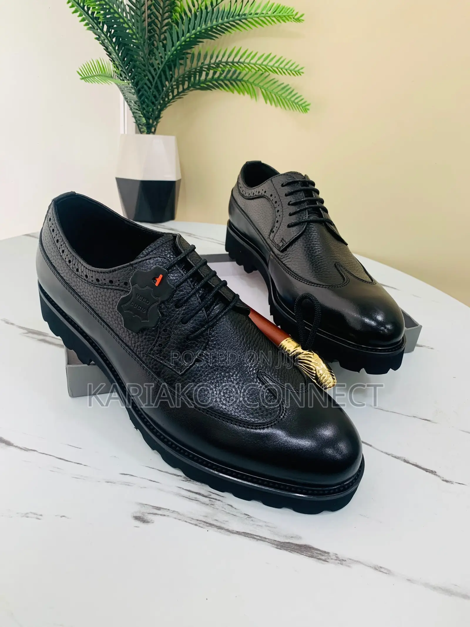 Dior Black Leather Brogue Derby Shoes