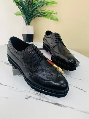 Dior Black Leather Brogue Derby Shoes