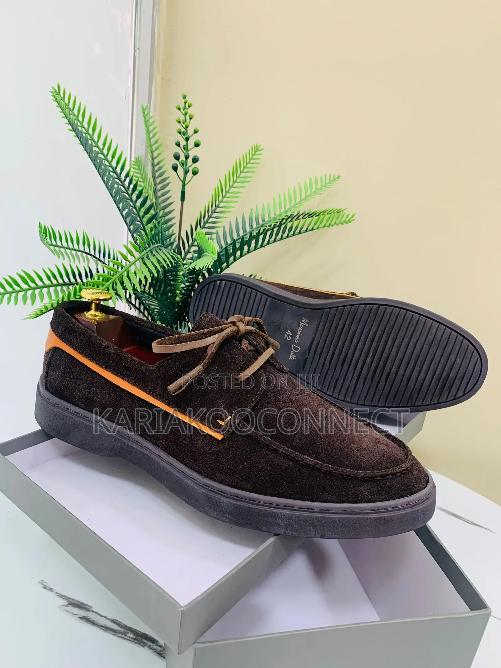 Suede Boat Shoes With Contrast Piping