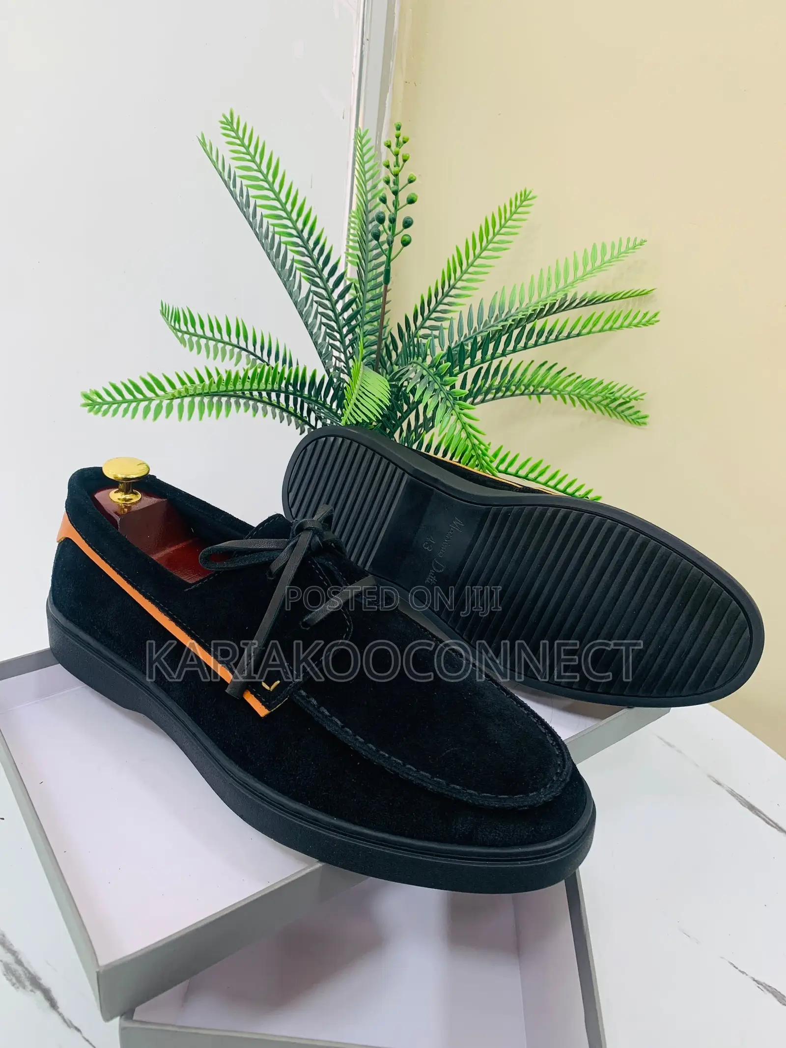 Suede Boat Shoes With Contrast Piping
