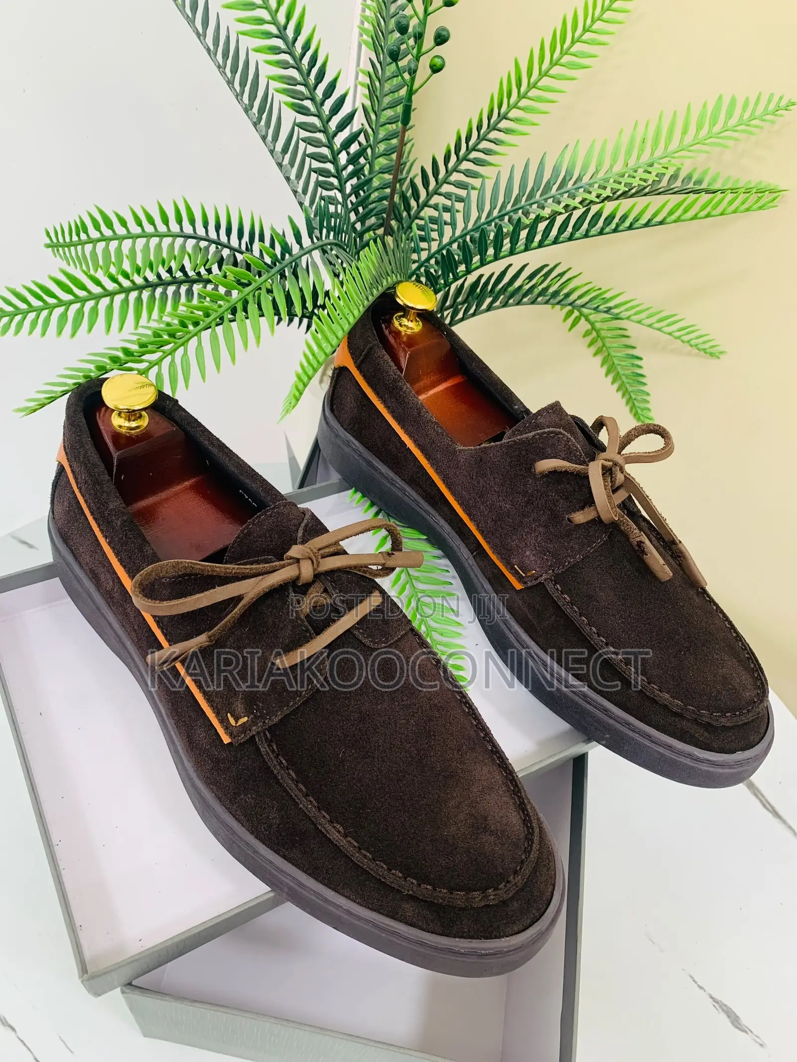 Suede Boat Shoes With Contrast Piping