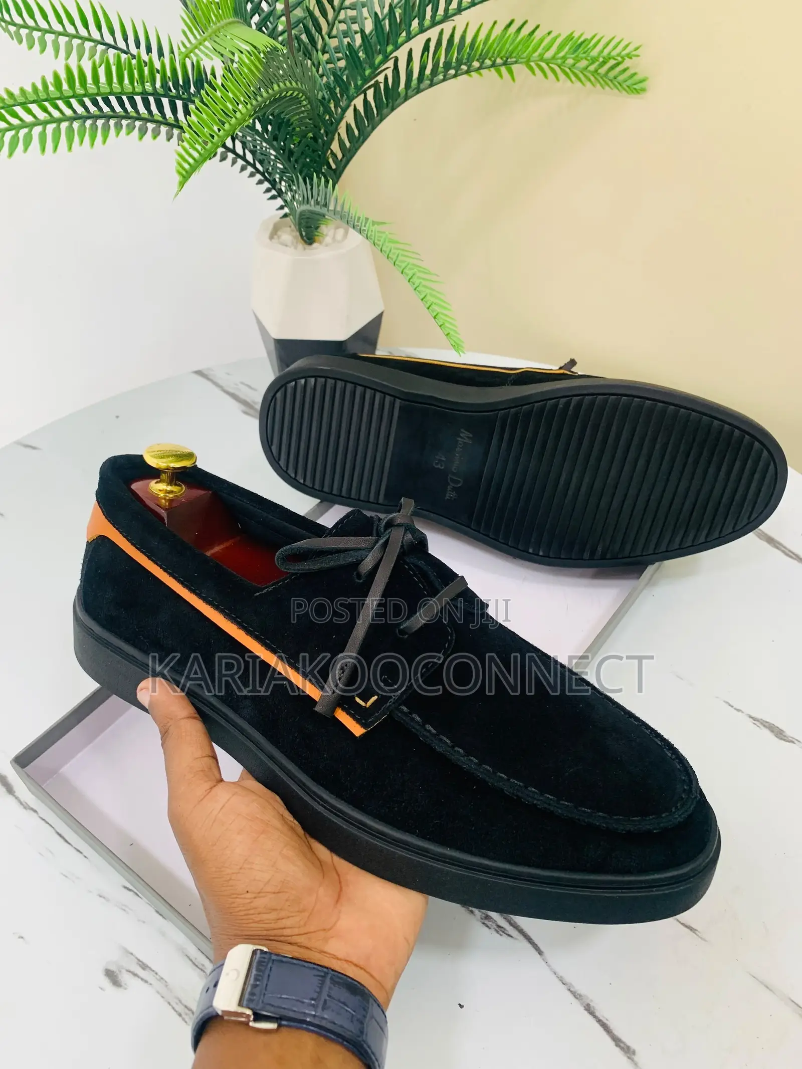 Suede Boat Shoes With Contrast Piping
