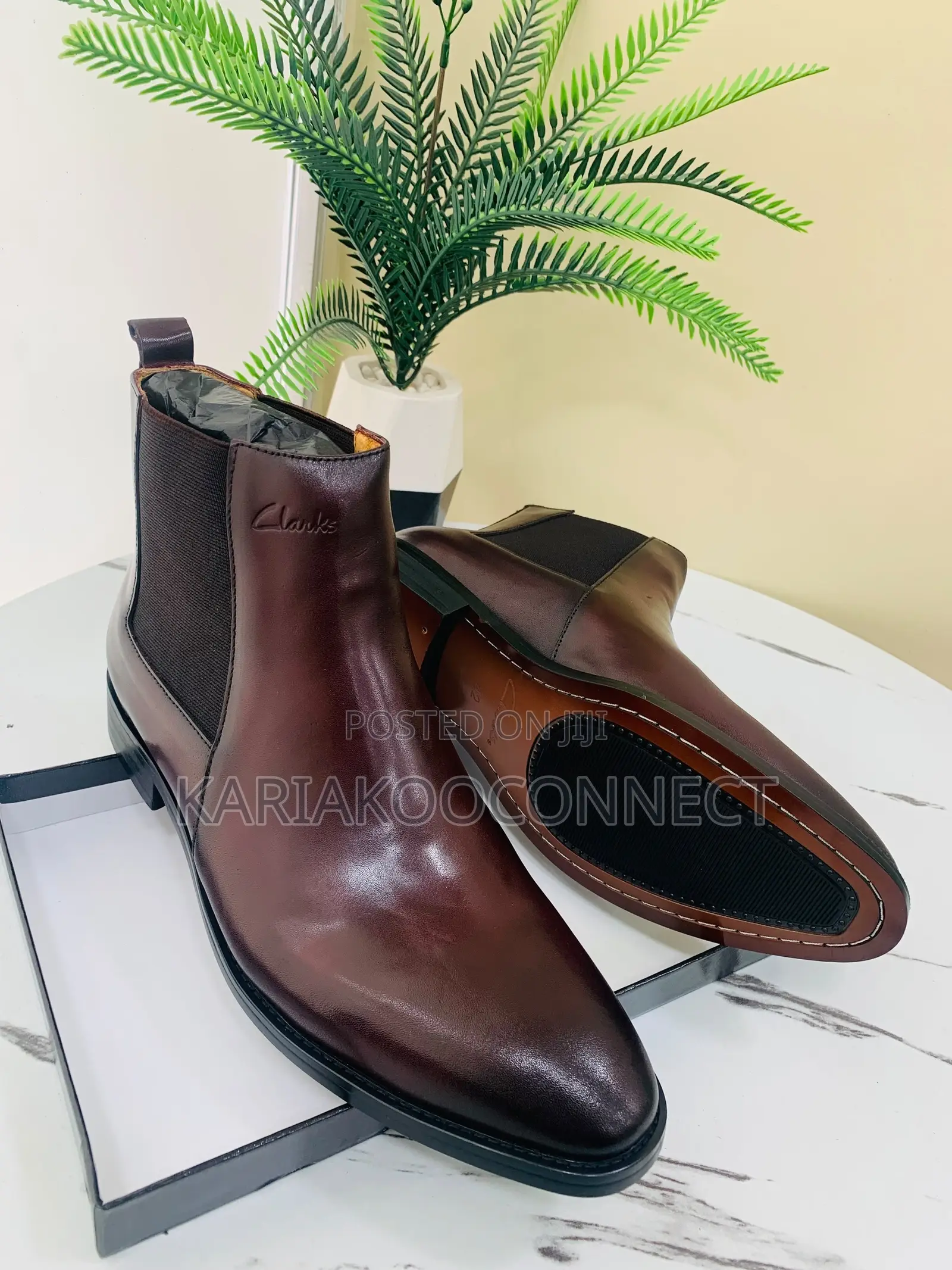 Clarks-Style Black Leather Chelsea Boots