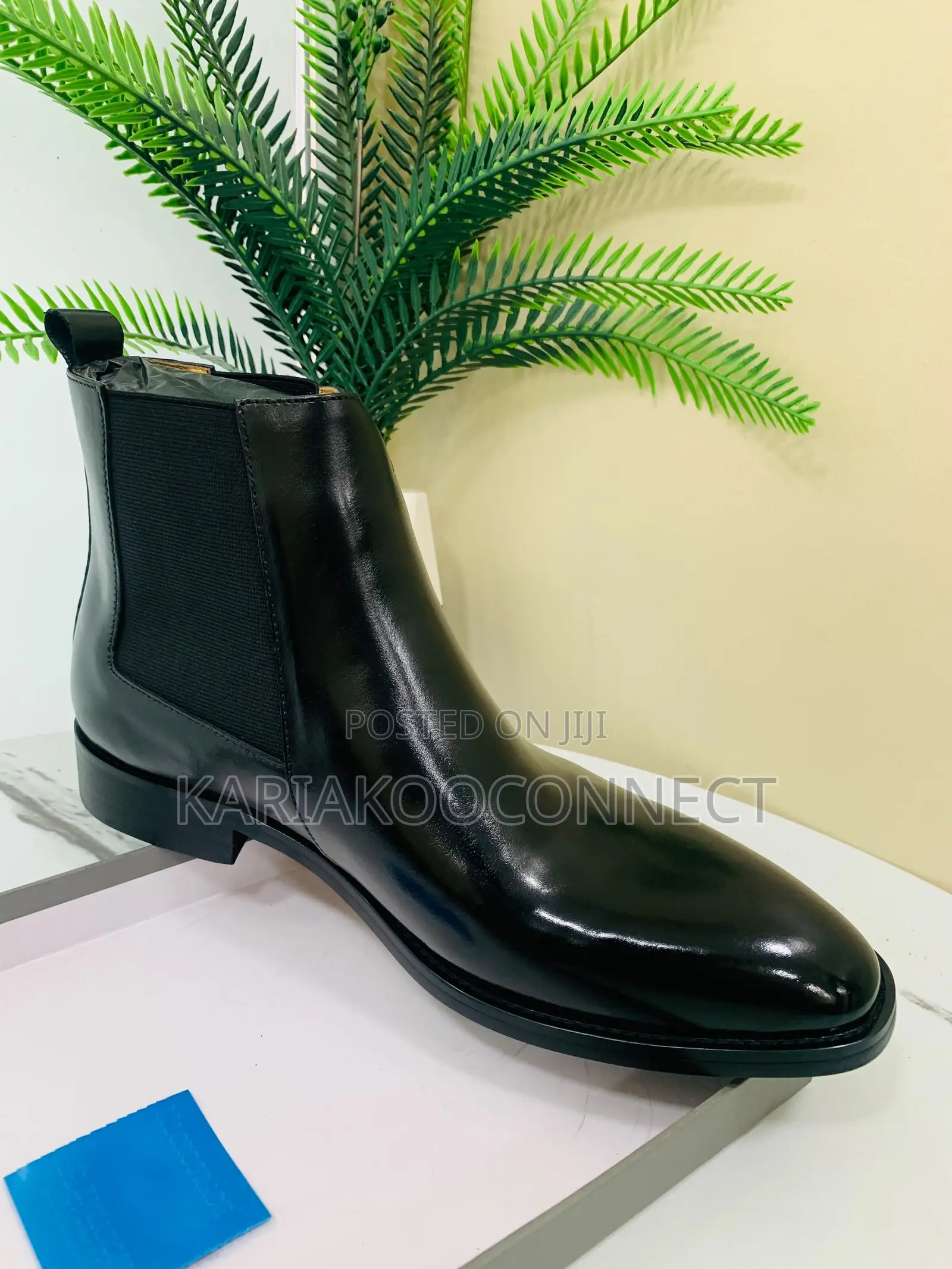 Clarks-Style Black Leather Chelsea Boots