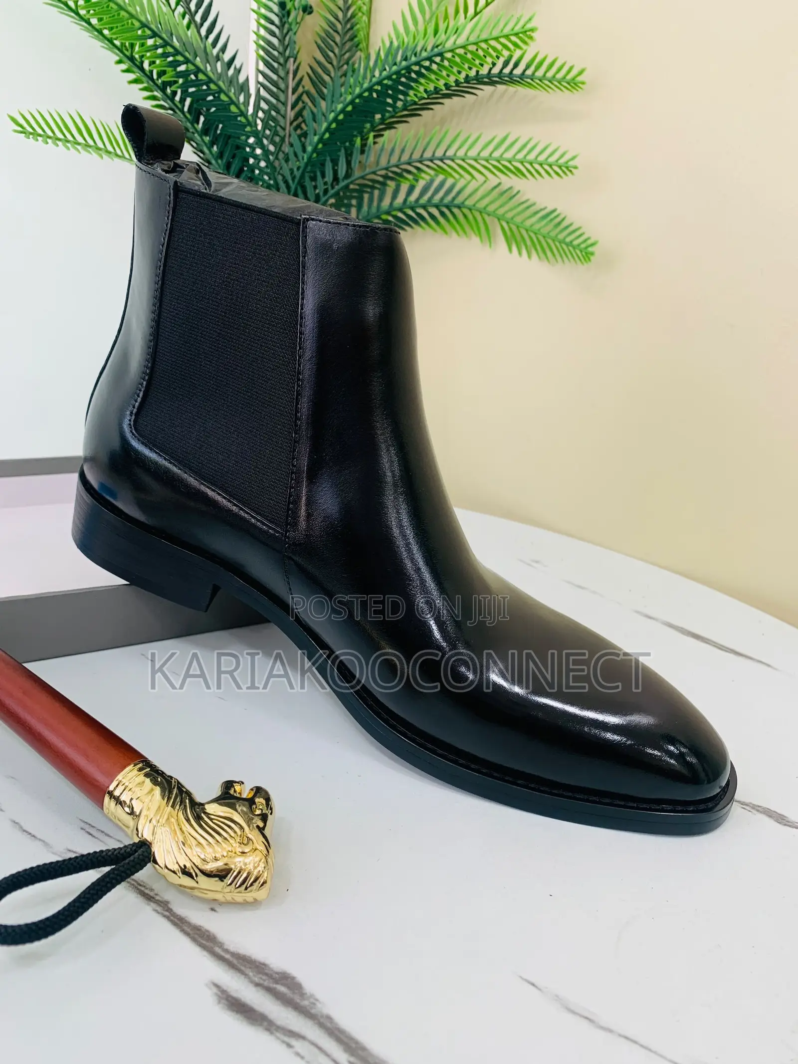 Clarks-Style Black Leather Chelsea Boots