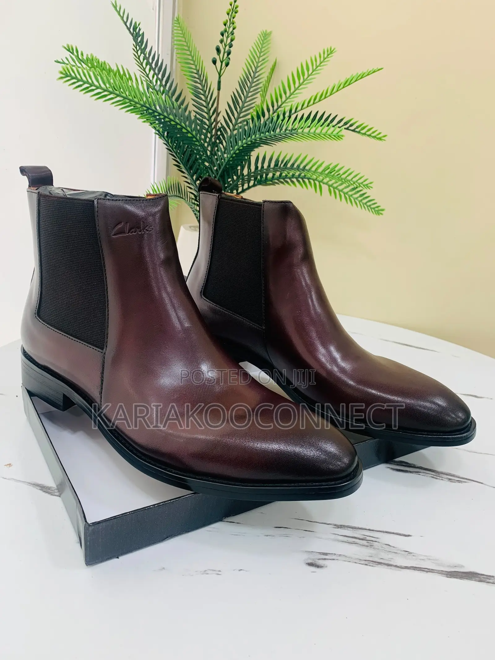 Clarks-Style Black Leather Chelsea Boots