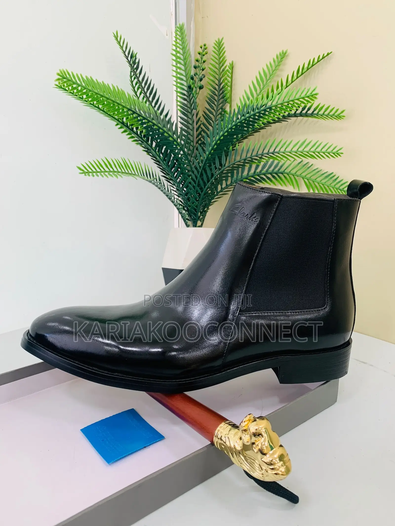 Clarks-Style Black Leather Chelsea Boots