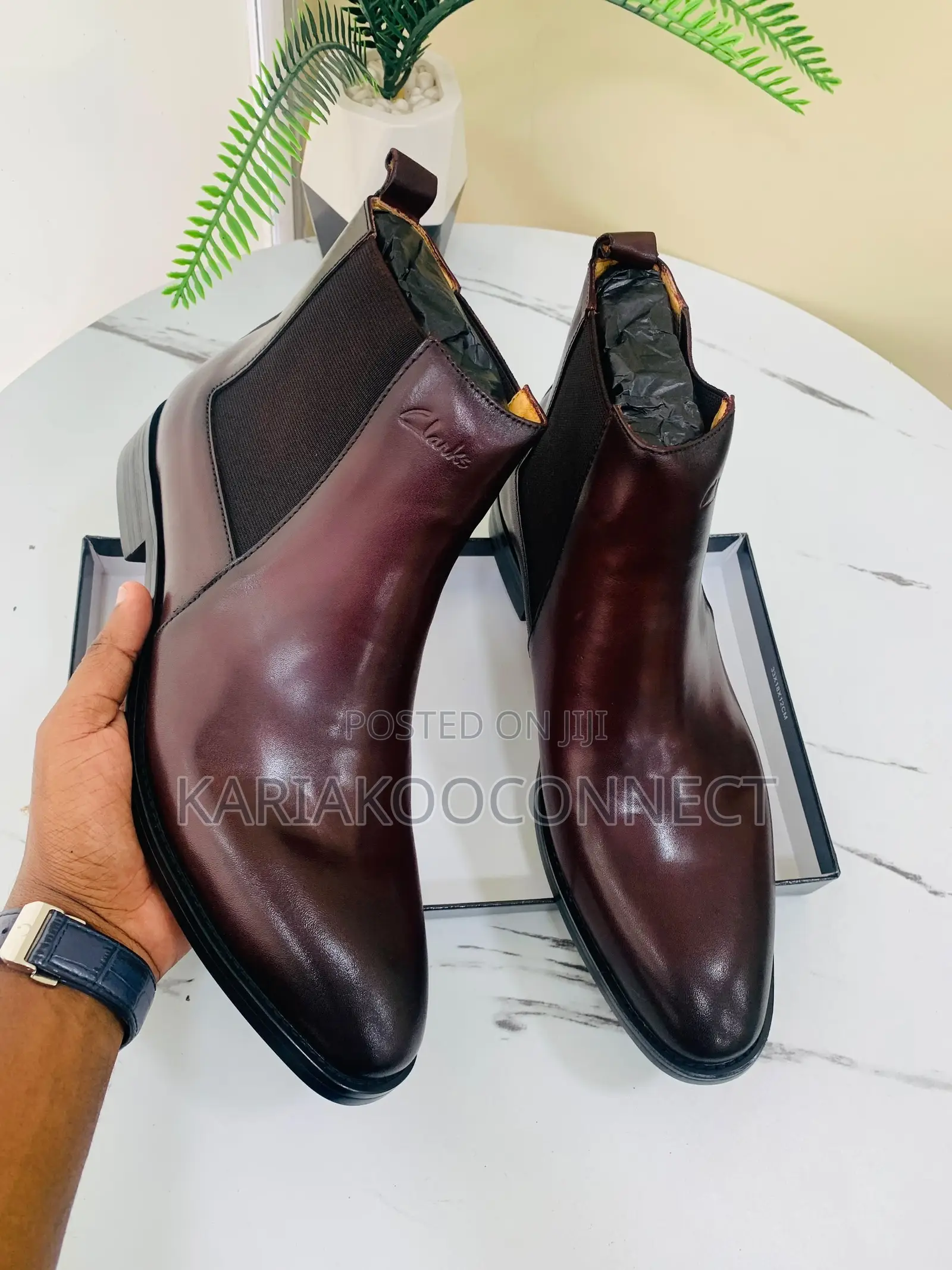 Clarks-Style Black Leather Chelsea Boots