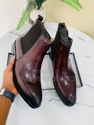 Clarks-Style Black Leather Chelsea Boots