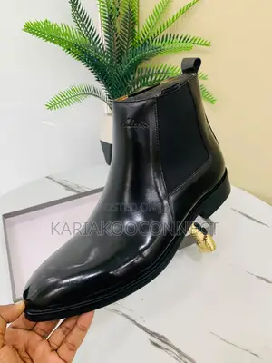 Clarks-Style Black Leather Chelsea Boots
