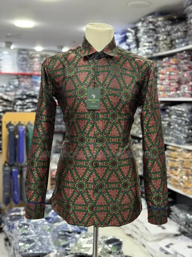 Black Orange Paisley Print Shirt