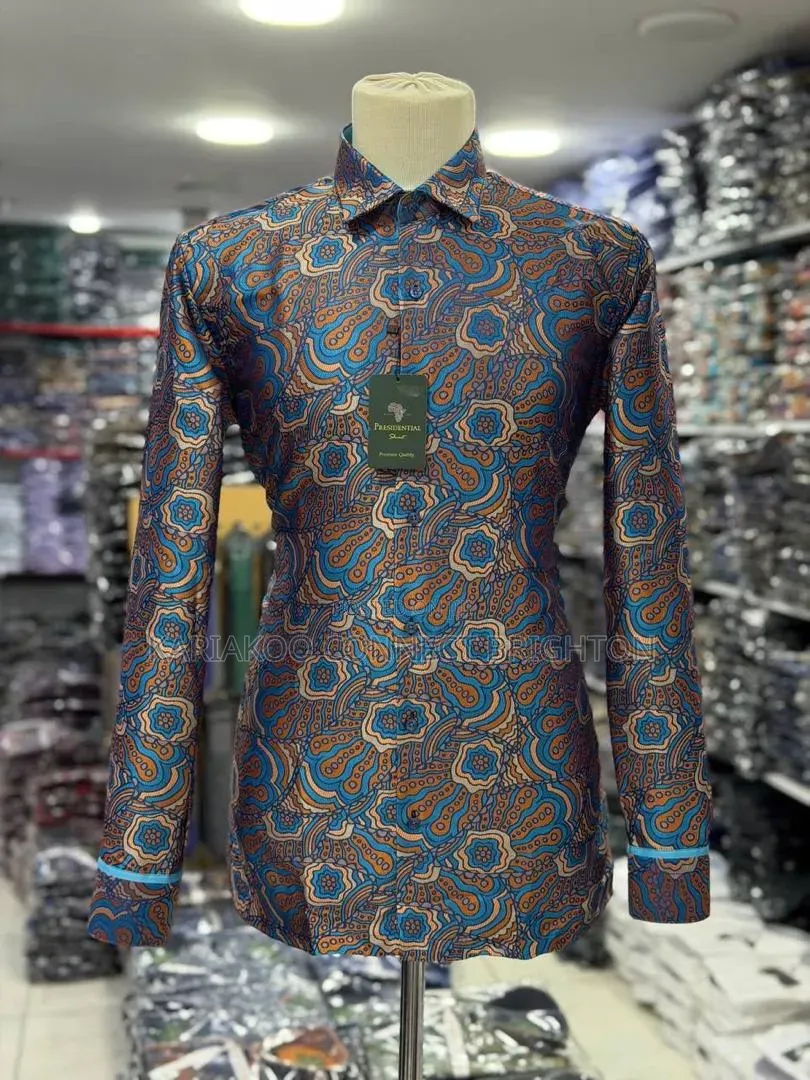Black Orange Paisley Print Shirt