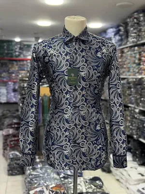 Black Orange Paisley Print Shirt