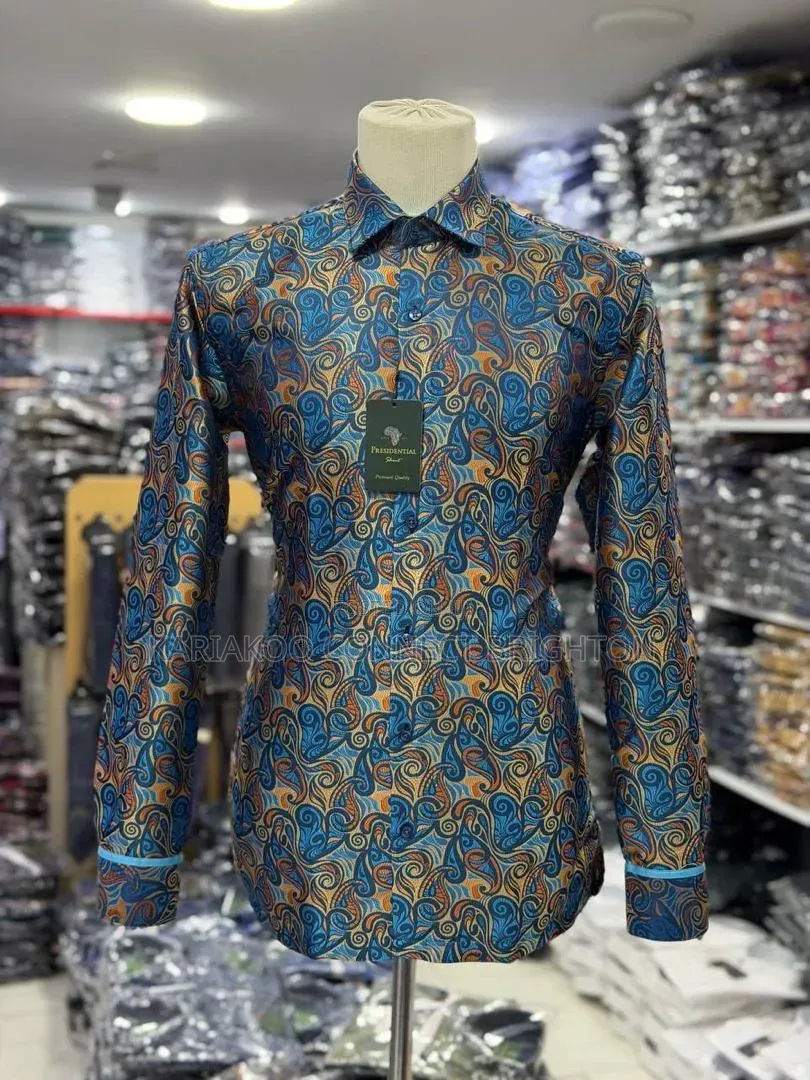 Black Orange Paisley Print Shirt