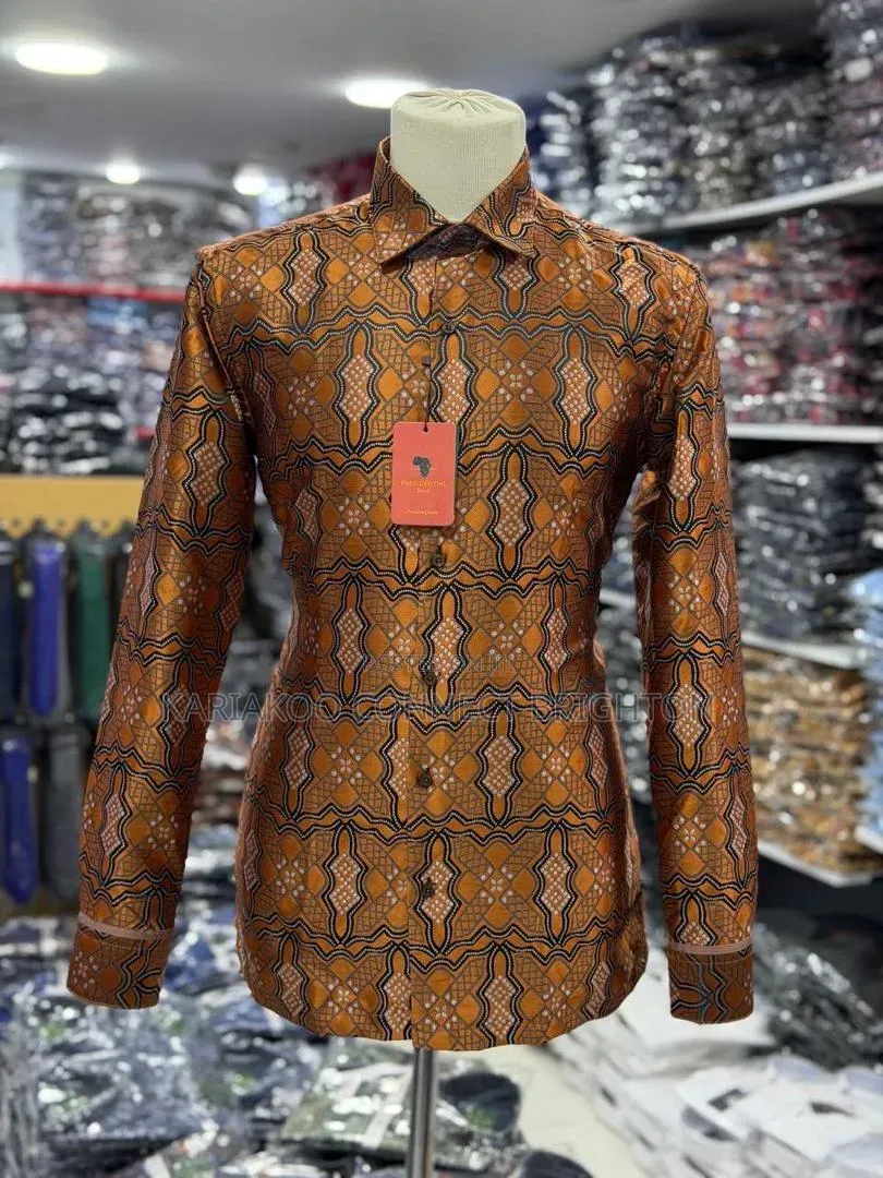 Black Orange Paisley Print Shirt