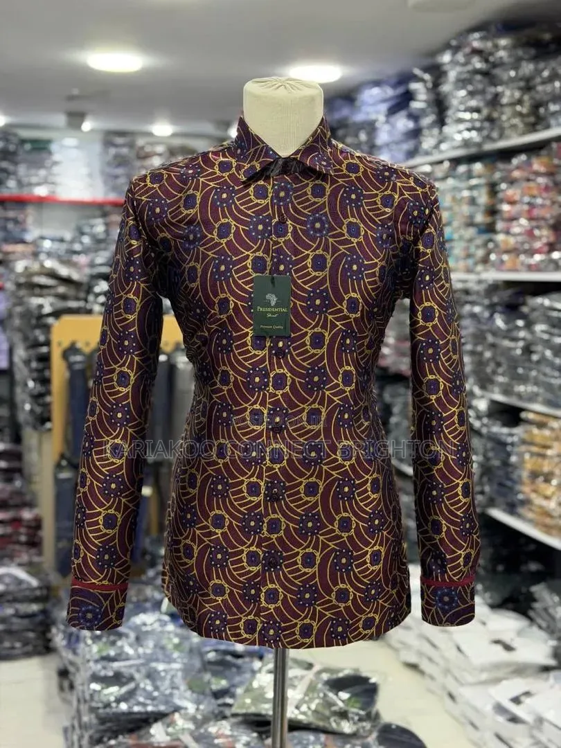 Black Orange Paisley Print Shirt