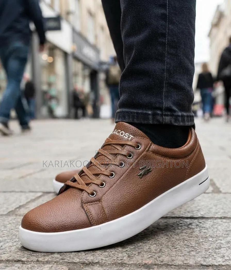 Brown Lacoste Leather Sneakers