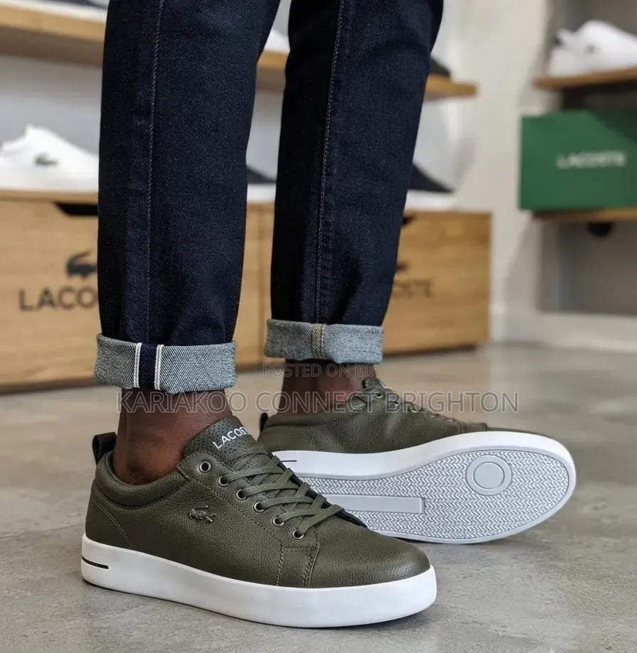 Brown Lacoste Leather Sneakers