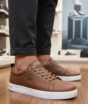 Brown Lacoste Leather Sneakers
