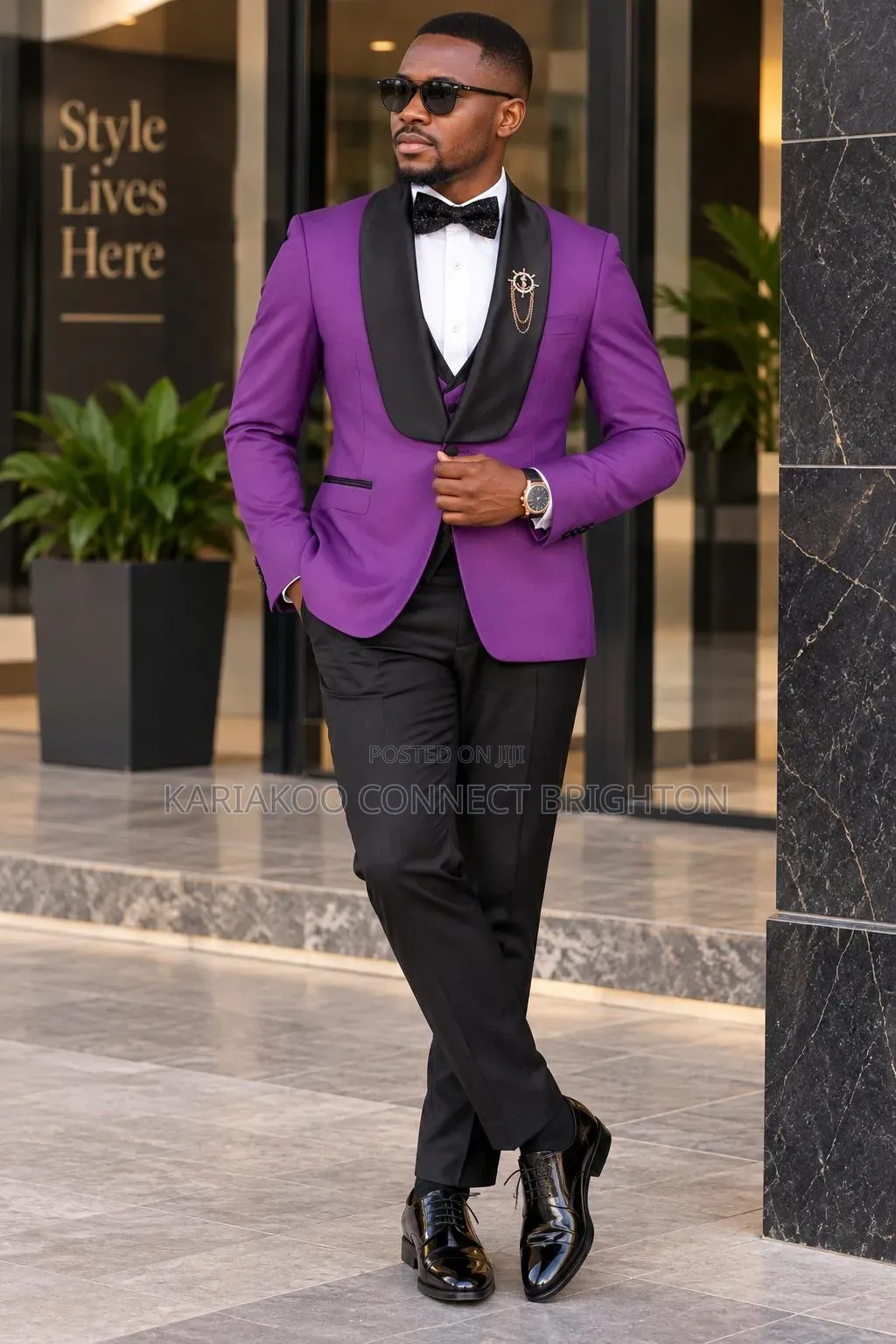Puppies Black Shawl Lapel Tuxedo Suit