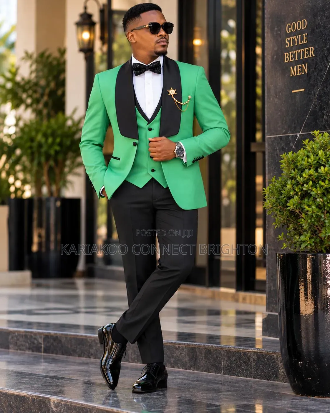 Puppies Black Shawl Lapel Tuxedo Suit