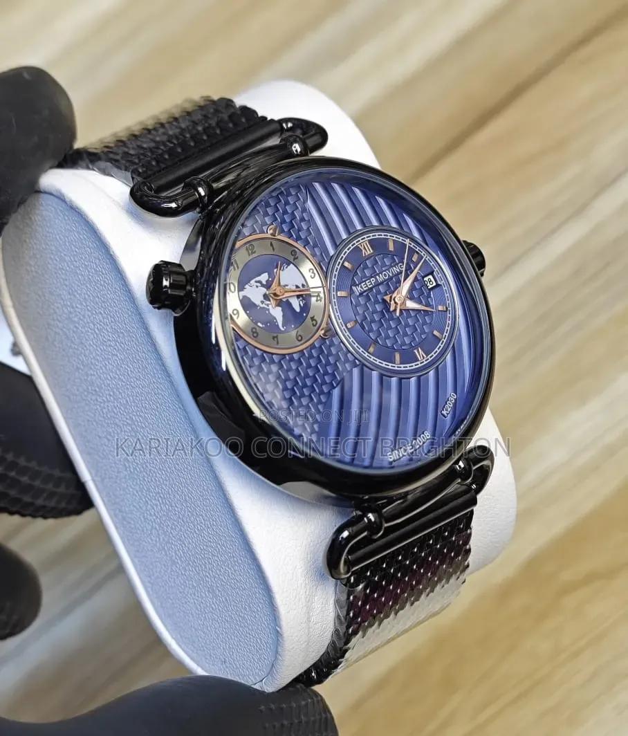 Men Dual Dial Mesh Strap Watch