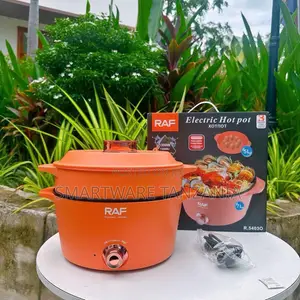 RAF Electric Hot Pot 1300W, 5L Capacity, Non-Stick Surface, Orange