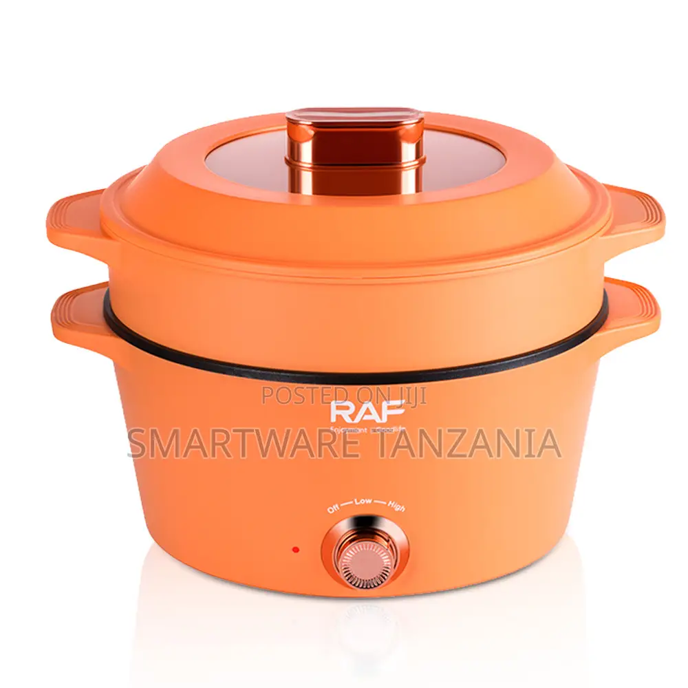 RAF Electric Hot Pot 1300W, 5L Capacity, Non-Stick Surface, Orange