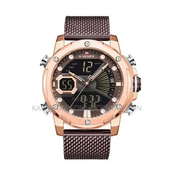 Men's Black Digital -Analog Mesh Strap Watch