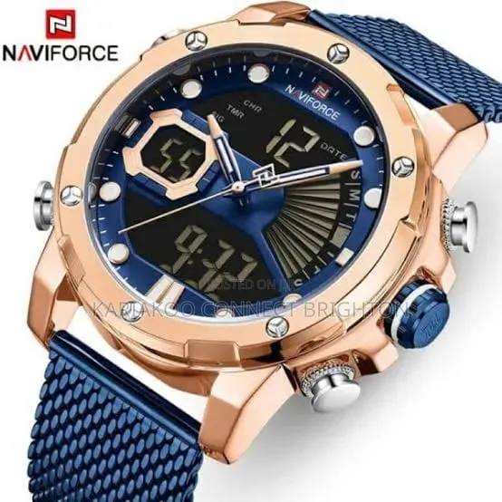 Men's Black Digital -Analog Mesh Strap Watch
