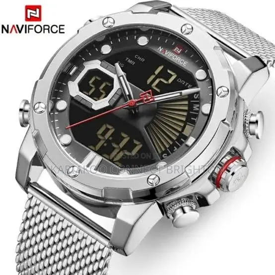 Men's Black Digital -Analog Mesh Strap Watch
