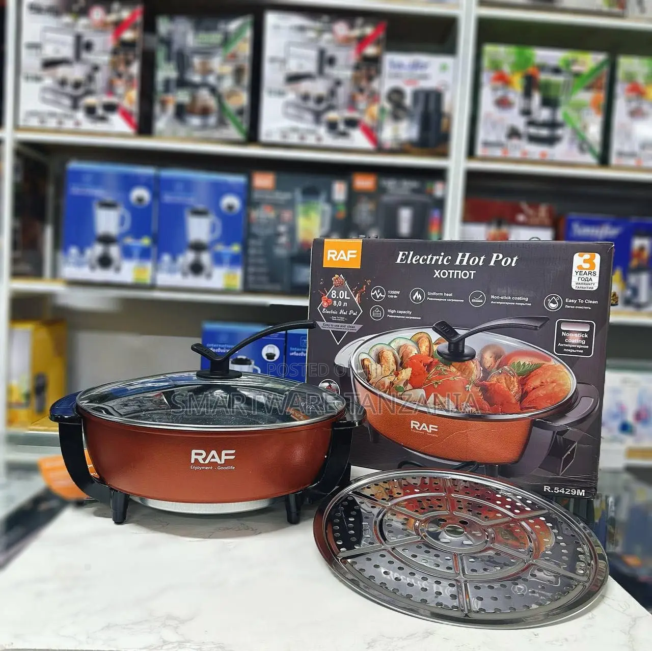 RAF Electric Hot Pot 8.0 Liter Capacity, 1200W With Non-Stick Coating