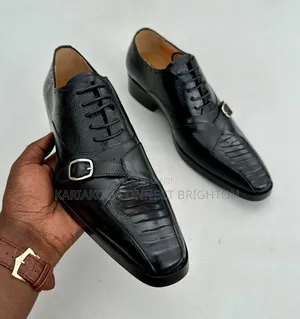 Brown Patterned Leather Oxford Shoes