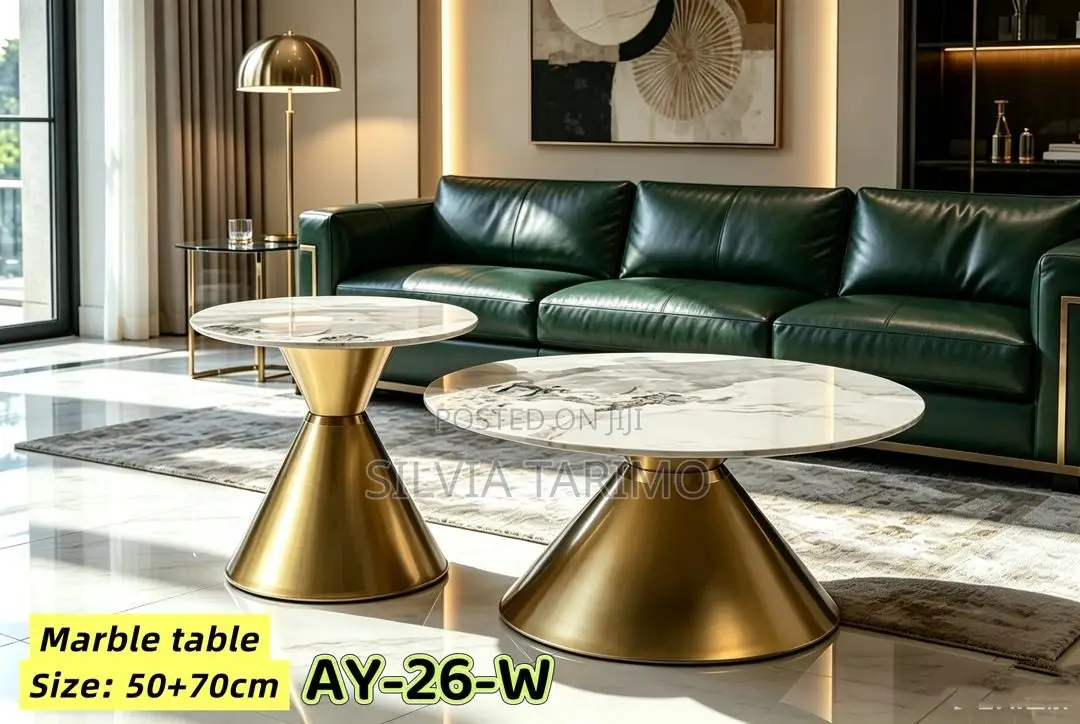 Modern Marble Coffee Table Set – 2-in-1