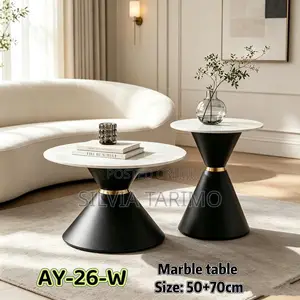 Modern Marble Coffee Table Set – 2-in-1