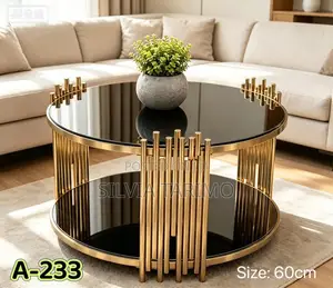 Luxury Gold Black Round Coffee Table