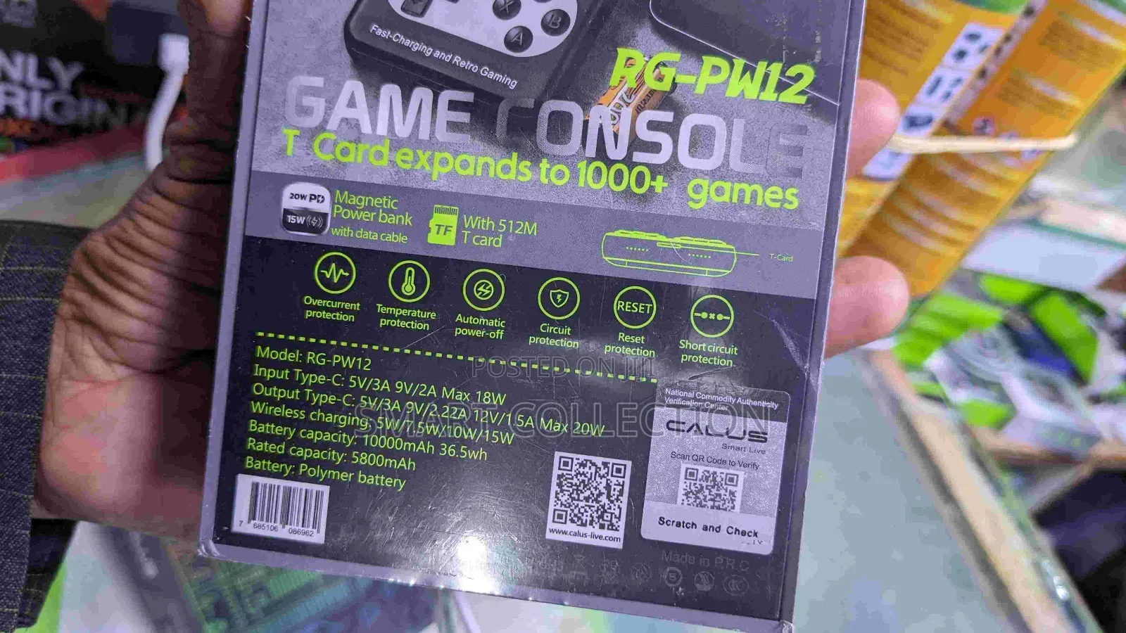 Calus Retro Game Console 500games,With 10000mAh Powerbank 20W Cable
