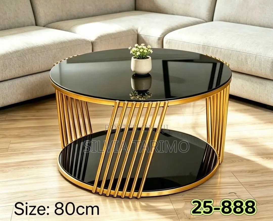 Luxury Gold Black Round Coffee Table