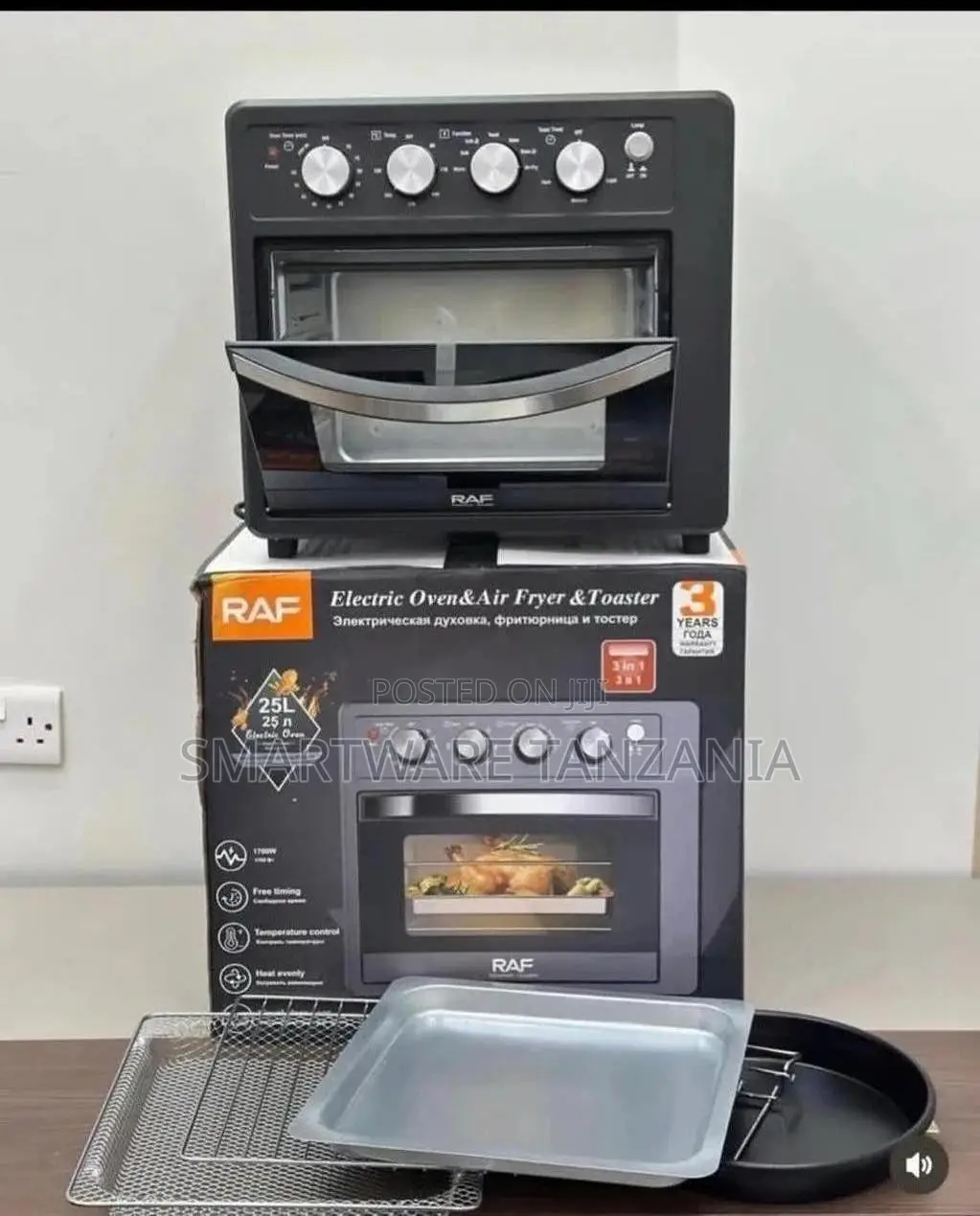 RAF Electric Oven, Air Fryer, and Toaster, 25L Capacity, 1700W Power